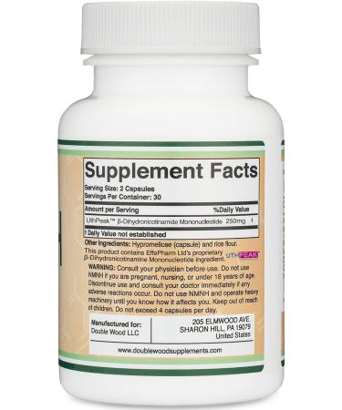 NMNH (NMN Supplement Alternative) (Dihydronicotinamide Mononucleotide) 250mg Per Serving 60 Count (30 Servings) NAD Supplement to Boost NAD+ Levels As We Age (Non-GMO Gluten Free) by Double Wood - Buy Online on GoSupps.com