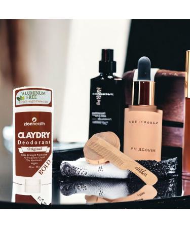 Adama Minerals Claydry Deodorant Original Bold 2-Pack - Aluminum Free Natural Odor Protection Gentle on Skin Fresh Scent for Men - Includes Wooden Comb - 25 Oz - Buy Online on GoSupps.com