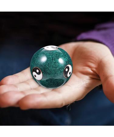 Feng Shui Baoding Balls - 2 Piece Chinese Health Balls for Hand Therapy & Stress Relief Metal Meditation Balls with Yang Pattern Green Hand Massage Balls - Buy Online on GoSupps.com