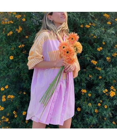 SAFRISIOR Women's 2 Piece Casual Tracksuit Set - Striped Long Sleeve Shirt & High Waisted Mini Shorts, Pink&Yellow, Medium - Buy Online on GoSupps.com