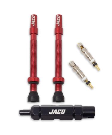 JACO Tubeless Presta Valve Stem Replacement Kit (Six Colors) | 44mm / 60mm Red 44 mm