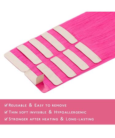 Shop Hot Pink Tape Extensions - 10pcs Real Hair 55cm 30g Invisible Tape In Extensions for Girls - Buy Online on GoSupps.com