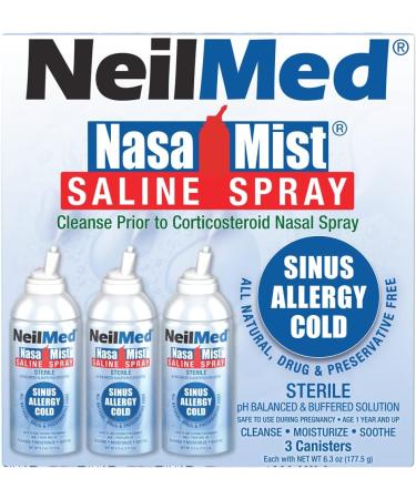 NeilMed NasaMist Isotonic Saline Spray 177mL - Soothe, Moisturize, Cleanse with Specially Designed Tip - 3 NasaMist Canisters - Buy Online on GoSupps.com