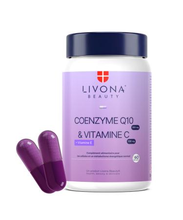 Coenzyme Q10 200mg + Vitamine C et E - Compl ment alimentaire Livona Beauty - Sans Gluten ni OGM ni allerg nes | Vegan