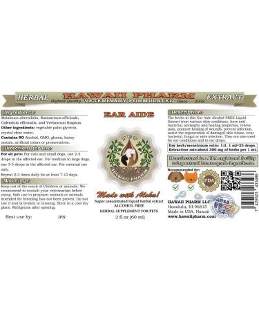 HawaiiPharm Ear Aide 2 oz - Veterinary Natural Alcohol-Free Pet Herbal Supplement - Buy Online on GoSupps.com