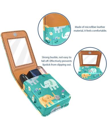 Buy Elephant Green Leather Lipstick Case Organizer with Mirror Mini Lip Gloss Holder for International Shipping - Buy Online on GoSupps.com