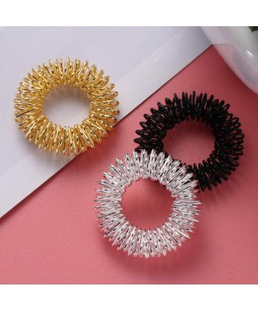 ROSENICE Acupressure Massage Ring Set - 3 Pieces (Gold Silver Black) for Stress Relief & Wellness | International Shipping - Buy Online on GoSupps.com