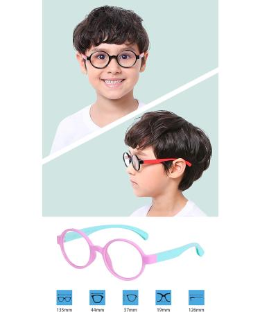 Children's Blue Light Filter Glasses - UV Block TR90 Round Frame for Girls + Anti-Slide Tape & Pink Glasses Case - Buy Online on GoSupps.com