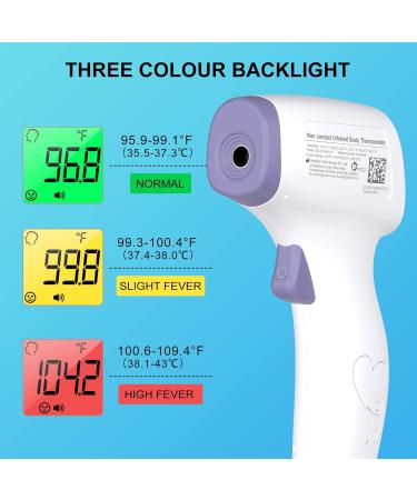Non-Contact Digital Infrared Forehead Thermometer for Adults and Children - Instant Accurate Reading with Fever Alarm - Purple - Buy Online on GoSupps.com