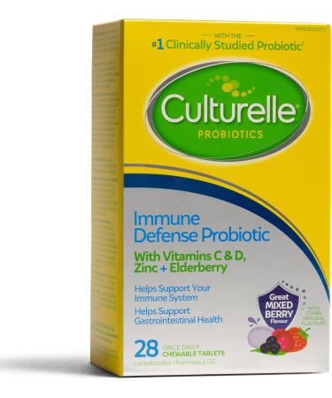 Culturelle Immune Defense Probiotic + Elderberry Vitamin C and Zinc Immune Support for Adults Mixed Berry Chewables 28 Count - Buy Online on GoSupps.com
