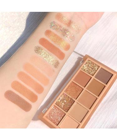 10 Colors Eyeshadow Palette with 6 Brushes - Matte, Shimmer, Glitter Eye Makeup Set - Long Lasting, High Pigment Formula for Natural Look - Buy Online on GoSupps.com