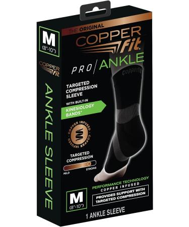 Copper Fit Pro Series Ankle Compression Sleeve - Large Black with Copper Trim - Buy Online on GoSupps.com