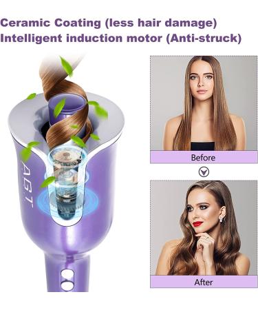 1 Inch Ceramic Barrel Auto Hair Curler with 5 Temp Settings | Anti-Stuck Auto Rotating Curling Wand for Styling - Purple - Buy Online on GoSupps.com