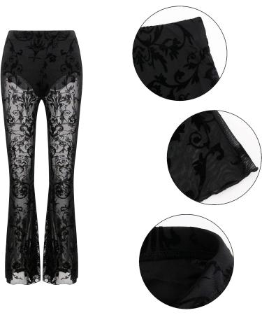 Novia's Choice Women's High Waisted Snakeskin Print Wide Leg Bell Bottom Pants Trousers - Large Flower Design - Buy Online on GoSupps.com
