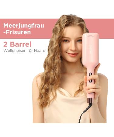 Parwin Pro Mermaid Waves Hair Curler - 32mm Curling Iron for Large Curls Adjustable Temperature Instant Waves (Pink) - International Shipping Available - Buy Online on GoSupps.com