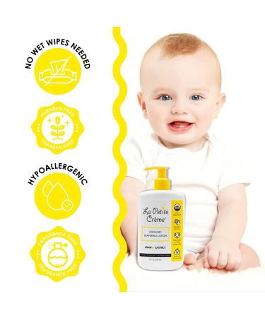La Petite Creme Organic Diapering Lotion - Gentle Diaper Rash Cream with USDA Certified Organic Ingredients - 8 oz - Buy Online on GoSupps.com