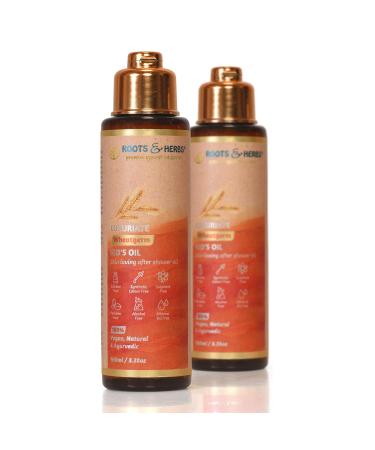 Roots & Herbs Ayurvedic Vegan After Shower Oil - 100ml | Paraben-Free Kid's Moisturizer with Wheatgerm - Buy Online on GoSupps.com
