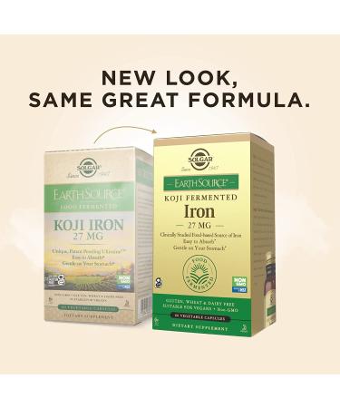 Solgar EarthSource Koji Iron 27mg - 60 Veg Capsules | Fermented Food Supplement - Buy Online on GoSupps.com