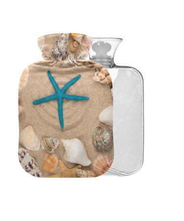 Sea Shells Hot Water Bottle with Cover 1 l Small Hot Water Bag for Pain Relief Bed of Hands and Feet BAP-Free