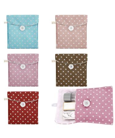 5 Pack Polka Dot Sanitary Napkins Bag Portable Travel Sanitary Pad Cute Polka Dot Pattern Mini Cotton Storage Pouch Cosmetics Organizer for Women and Girls (5 Colors) - Buy Online on GoSupps.com
