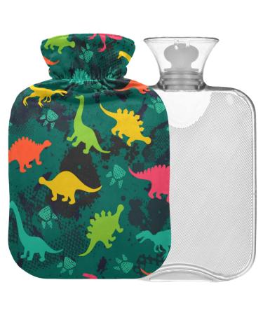 NAANLE Camouflage Dinosaurs Heat bottle MITED Transparent hot water bottle 2l Large hot hot water bottle for handfoot heat pain relief heat and cold therapy
