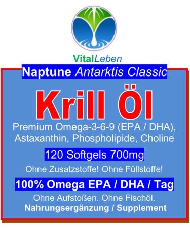 Buy Antarctic Krill Oil Capsules Omega 3-6-9 (360 Softgels) | EPA DHA Astaxanthin & Vitamin E - Additive-Free - Naptune Classic - Buy Online on GoSupps.com