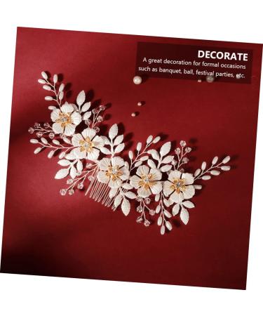 Ipetboom 1pc White Leaf Comb Rhinestone Headpiece Pearl Hair Ties Bridal Hair Comb Beautiful Hair Accessory Bridal Floral Side Comb Prom Hair Clips Hair Pin Grace Bride Alloy Crystal Flower - Buy Online on GoSupps.com