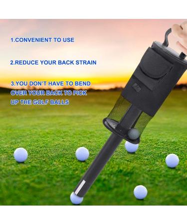Golf Ball Collector Bag with Detachable Ball Retriever - Holds 75 Balls, Scooping Device & Storage Bag - Black - Buy Online on GoSupps.com