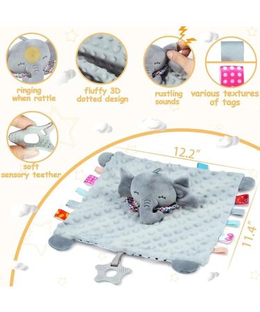 WOPUNOS Baby Security Blanket with Tags Teether Elephant Blanket Soft Baby - Buy Online on GoSupps.com