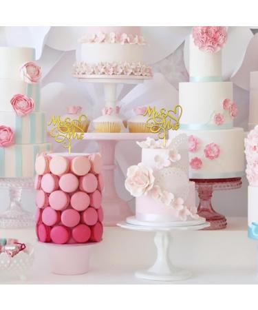 Mr & Mrs Cake Topper 6Inch Wedding Engagement Cake Picks Bridal Shower Anniversary Theme Birthday Party Glitter Cake Cupcake Decorations Supplies Gold - Buy Online on GoSupps.com