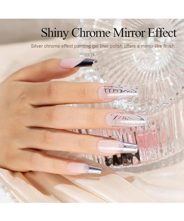 Liner Nail Gel Polish Set - Gold & Silver Chrome Gel Nail Polish Liner Metallic Effect - Metallic Painting Gel Liner Nail Art 3D Mirror - French Manicure Nail Polish - UV Liner Nail Gel gold and silver - Buy Online on GoSupps.com