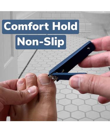 Navy Large Nail Clippers with Comfort Hold Design and Non-Slip Grip - Stainless Steel Toenail and Fingernail Cutter for Men and Women with Arthritis or Unsteady Hands - Buy Online on GoSupps.com