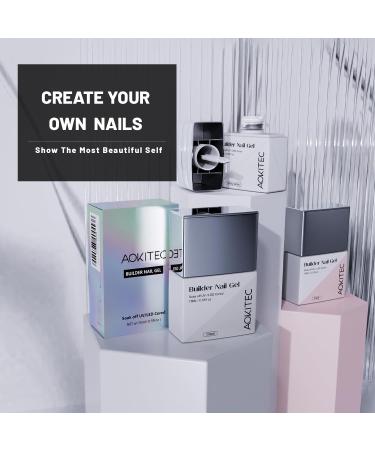 Aokitec 7-in-1 Builder Nail Gel 15ML - Nail Strengthener, Extension, Rhinestone Base Coat - UV LED Soak Off Gel Nail Polish - Buy Online on GoSupps.com
