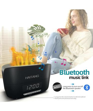 Haitang Flames Aroma Diffuser - 7-Color Essential Oil Humidifier & Bluetooth Speaker for Bedrooms Home & Office - 400ml Capacity Black - Buy Online on GoSupps.com