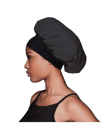 Evolve Satin Wide Edge Bonnet in Black - Ultimate Hair Protection - Buy Online on GoSupps.com