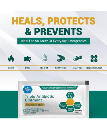 MED PRIDE Triple Antibiotic Ointment 144 Packets - First Aid Antibiotic Cream with Pain Relief for Burns, Scrapes, Cuts - Travel-Size Wound Care Ointment - Buy Online on GoSupps.com