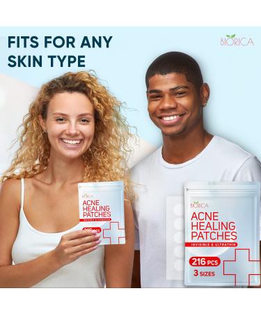 Acne Pimple Patches - 216 Hydrocolloid Zit Patches for All Skin Types - Invisible Healing Treatment - Buy Online on GoSupps.com