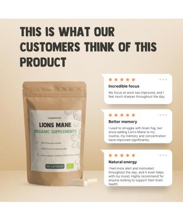 Cupplement - Lions Mane Powder 60g - Organic - Free Scoops - No Extract or Capsule - Supplement - Superfood - Mushroom - Paris Mushroom - Hericium Erinaceus - Powder- Dog & Cat - Buy Online on GoSupps.com