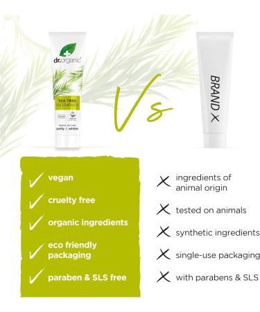 Buy Dr. Organic Tea Tree Toothpaste - Natural Vegan & Eco-Friendly - 100ml (1 Pack) - Paraben & SLS-Free Animal Test-Free - Buy Online on GoSupps.com