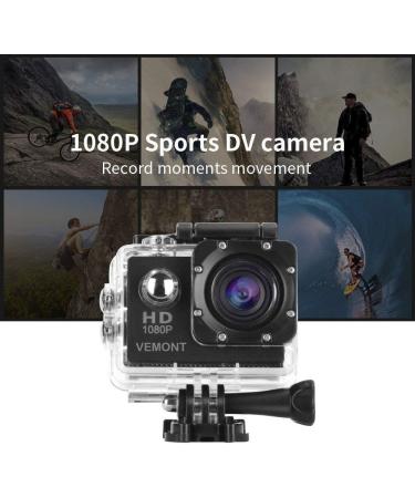 Vemont 1080P 12MP Sports Camera Full HD Action Cam - Waterproof, Wide-Angle Lens, Mounting Kit - Buy Online on GoSupps.com