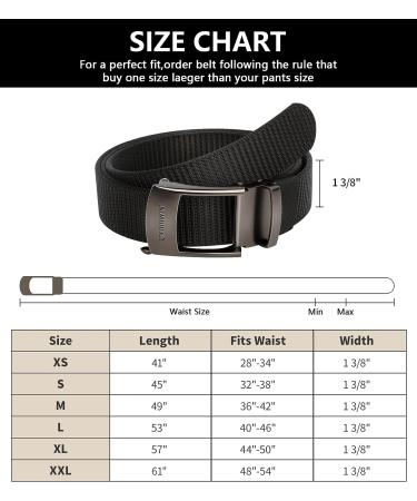 FAIRWIN Men's Casual Nylon Ratchet Belt - Black S (Waist 32-38) - Adjustable Golf & Dress Belt for Jeans and Shorts - Buy Online on GoSupps.com