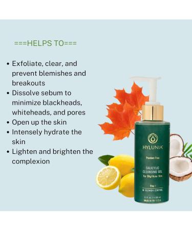 Hylunia Salicylic Facial Cleansing Gel - 5.1 fl oz | Acne Prevention for Oily Skin | Hyaluronic Acid Serum - International Shipping Available - Buy Online on GoSupps.com