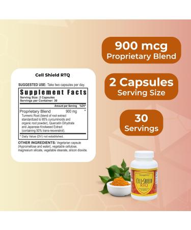 Youngevity Resveratrol Turmeric Quercetin RTQ Cell Shield - 60 Capsules (Pack of 2) - Buy Online on GoSupps.com