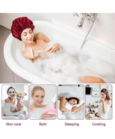 Fuyamp 2 Packs Satin Sleep Cap Adjustable Silky Sleep Bonnet for Women Long Curly Hair Double-Sided Waterproof Satin Hair Cap Extra Large Sleep Satin Bonnet for Women Girls Sleeping Red+Lake Green - Buy Online on GoSupps.com