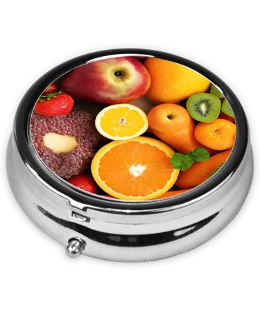 Fruit Rainbow Mini Round Pill Box - 3 Compartment Travel Organizer | Portable Medicine Case for Home & Office - Buy Online on GoSupps.com