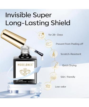 Modelones 6-in-1 Top Coat & Nail Glue Set - 2x15ml No Wipe Base Gel & Glue for Artificial Nails | Perfect for DIY Manicure & Salon Use - Buy Online on GoSupps.com