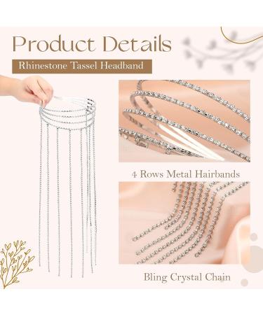 ORYOUGO Bling Rhinestone Tassel Headband - Sparkling Crystal Hair Band with Long Punk Chains for Women and Girls - Buy Online on GoSupps.com