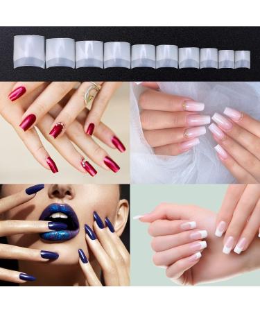 MWoot 500 Pieces Short Fake Nail Tips - French Square Acrylic Half Cover False Nails for DIY Manicure | 10 Sizes for Women - Buy Online on GoSupps.com