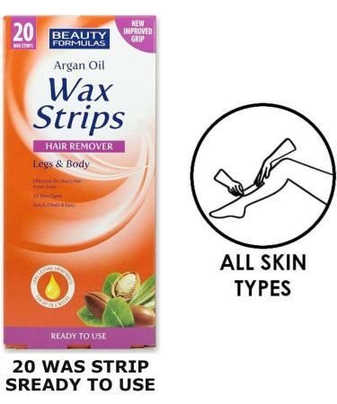 Beauty Formulas Argan Oil Wax Strips - 20 Count Pack for Legs & Body - Buy Online on GoSupps.com