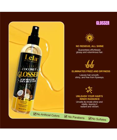 Lela Beauty Keep It Shiny Glosser - Anti-Frizz High Shine Spray with Coconut & Jojoba Oil Lightweight & Residue-Free Hair Shine Serum 240mL/8.1 fl oz - Buy Online on GoSupps.com